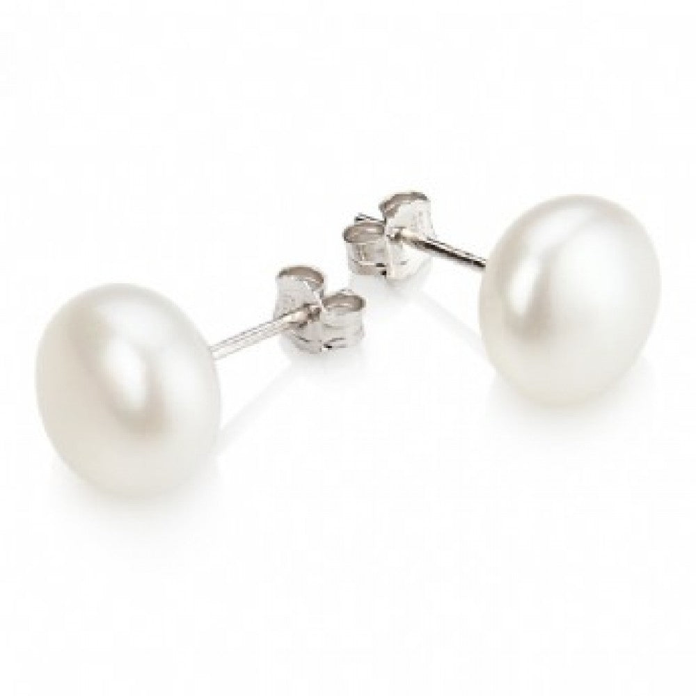 WHITE FRESHWATER PEARL EARRINGS SET WITH STERLING SILVER