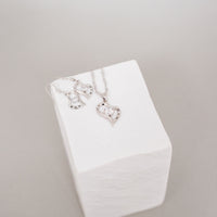 Crystal Heart Pendant and Earrings Set Engraved "MUM"