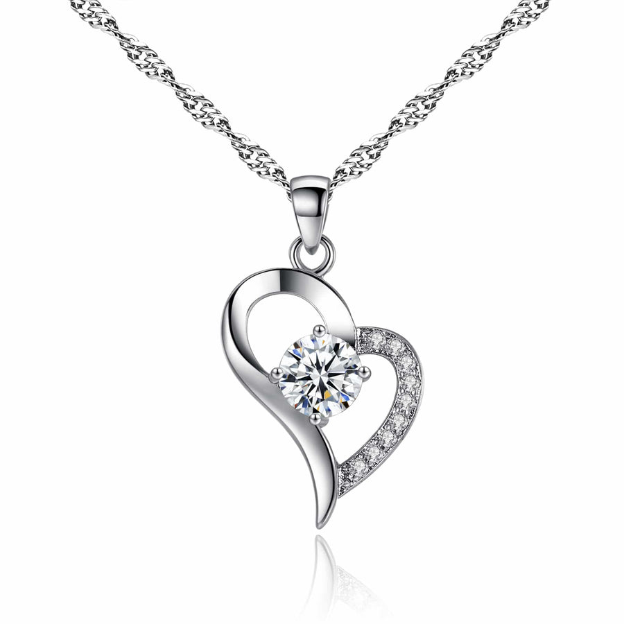 Heart Shaped Crystal & Rhodium Plating made with Fine Austrian Crystals