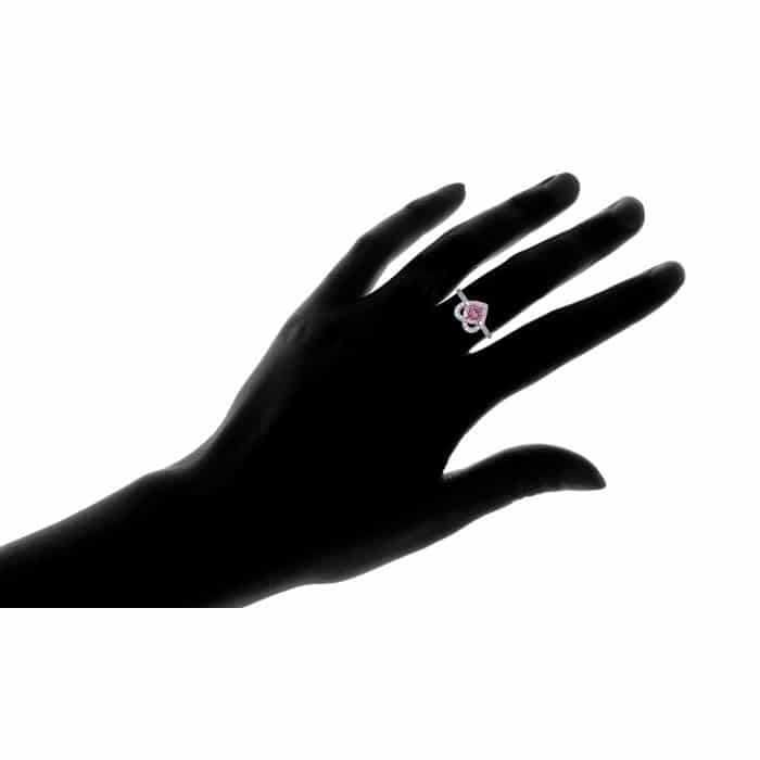 2.0 CARAT BRILLIANT CUT PINK LAB-CREATED SAPPHIRE RHODIUM PLATED RING