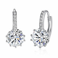 Brilliant Cut Clear Sapphire 10K White Gold Filled Earrings
