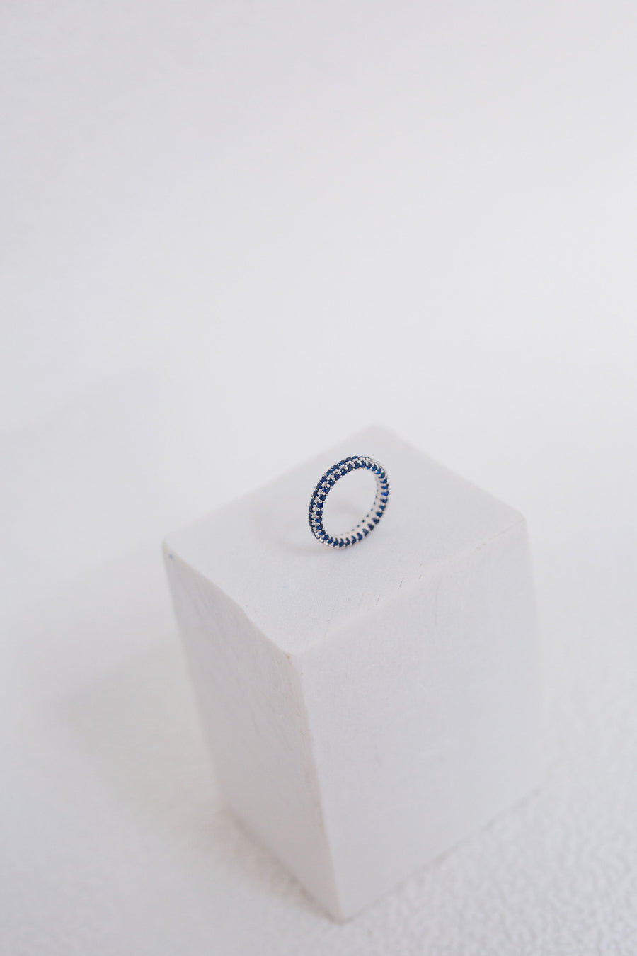 3.00 CT Blue Simulated Sapphire Rhodium Plated Eternity Band