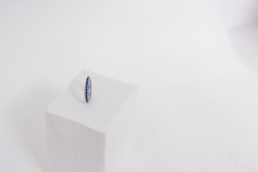 3.00 CT Blue Simulated Sapphire Rhodium Plated Eternity Band