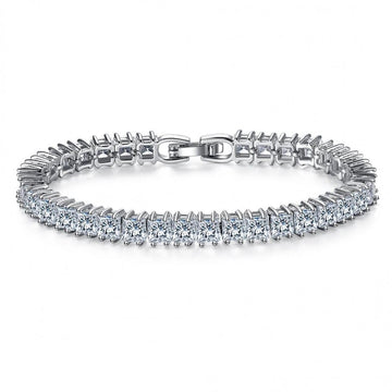 7CT Emerald Cut Lab-Created Sapphire Rhodium Plated Tennis Bracelet