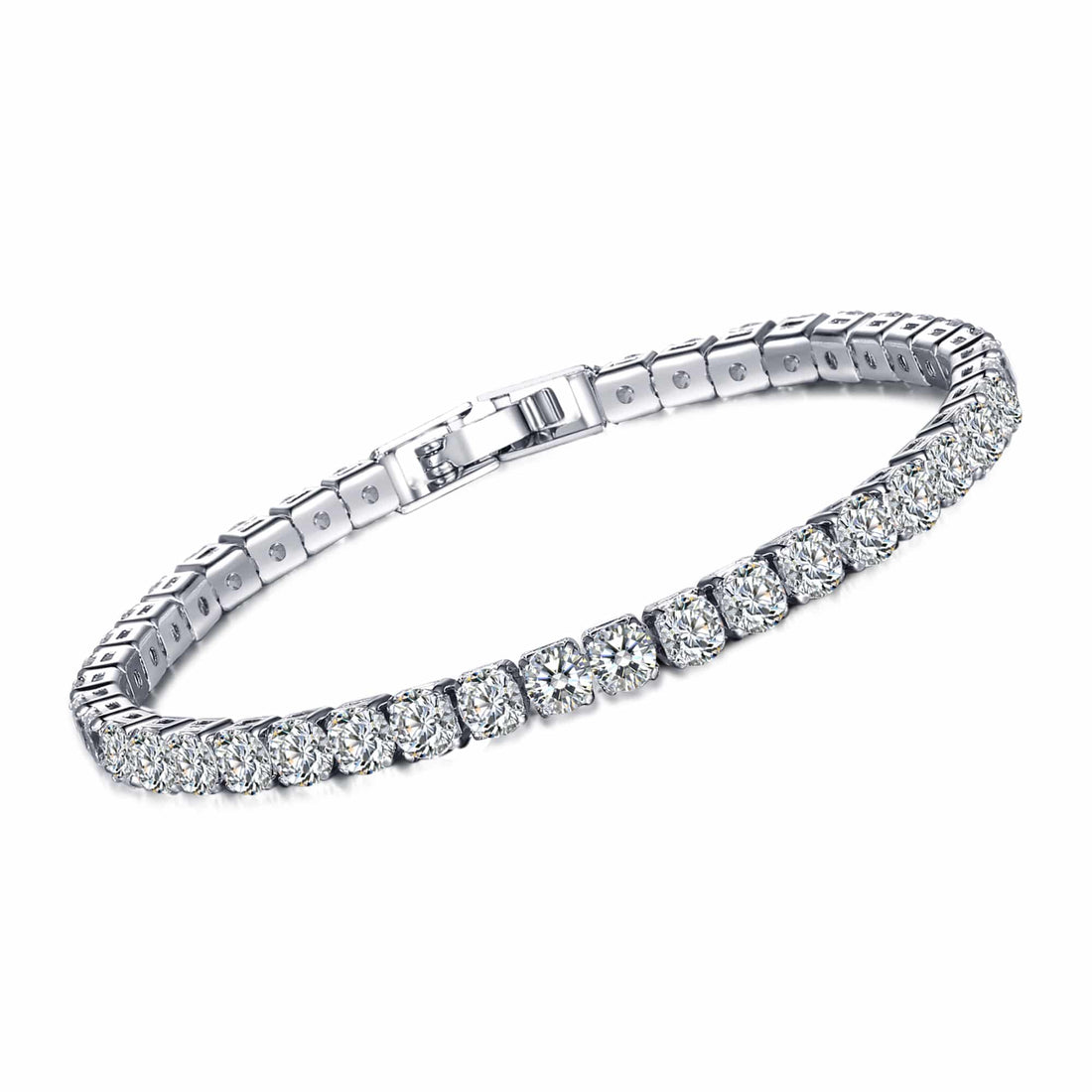 12.00 CTTW Brilliant Cut Clear Synthetic Sapphire Bracelet Rhodium Plated