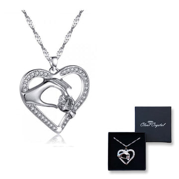 Mother & Child Crystal Heart Necklace