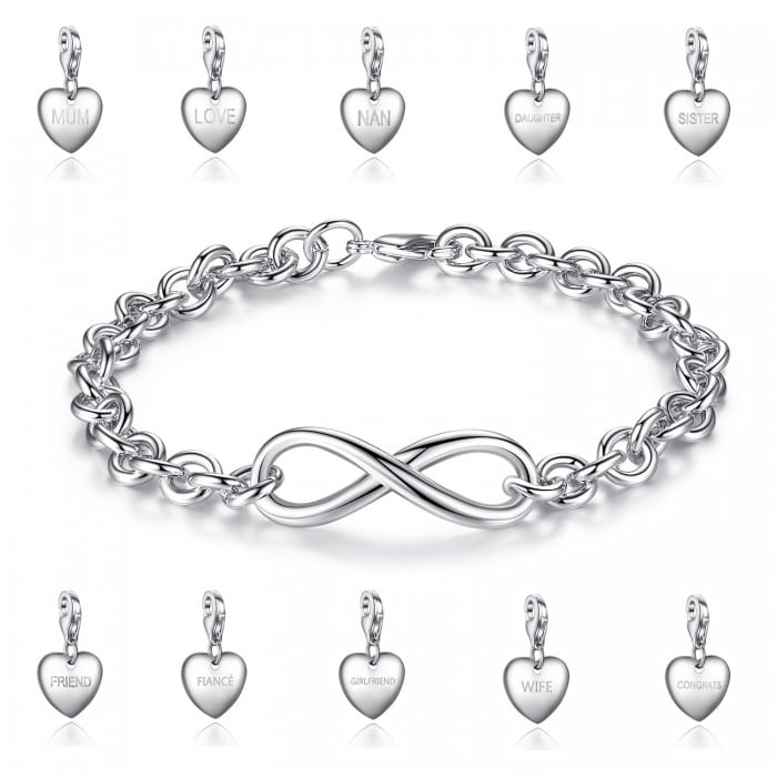 Multi Link Infinity Bracelet With Optional Engraved Charm