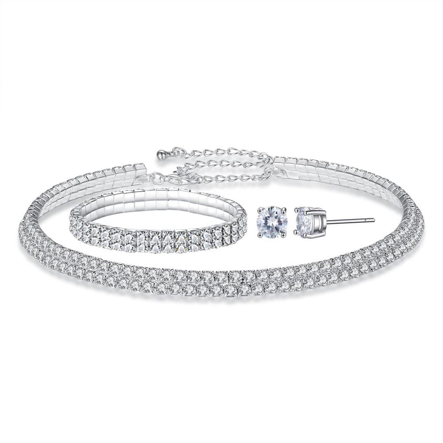 3 piece set with CZ Choker, Bracelet & Earrings created fine Austrian Crystals