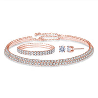 3 piece set with CZ Choker, Bracelet & Earrings created fine Austrian Crystals