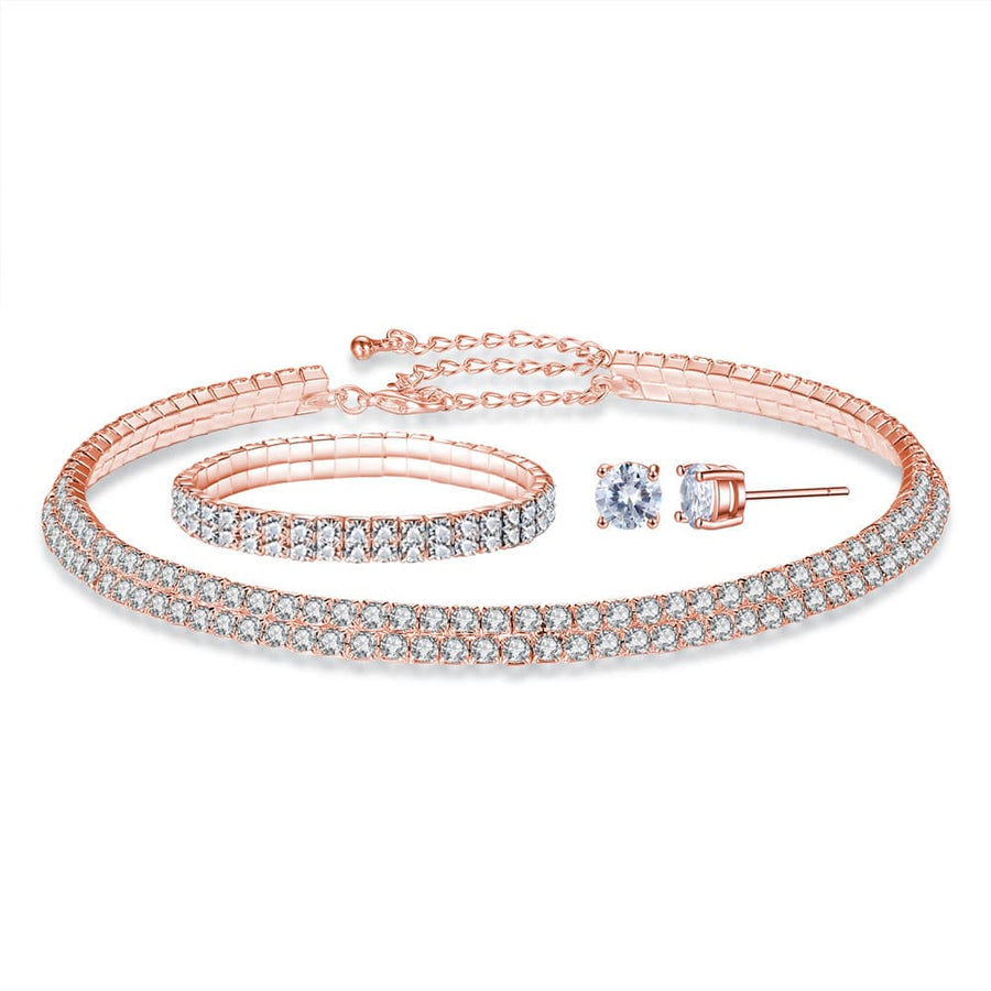 3 piece set with CZ Choker, Bracelet & Earrings created fine Austrian Crystals