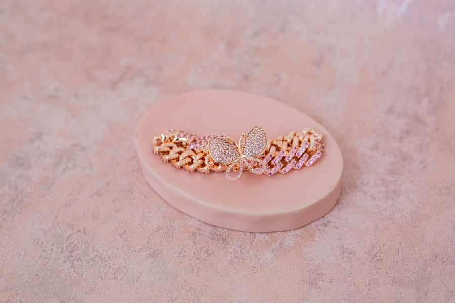Spinning Butterfly on Cuban Link Plated Chain