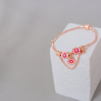 Pink Flower & Rose Gold Charm Bracelet 18.5CM