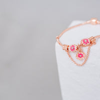 Pink Flower & Rose Gold Charm Bracelet 18.5CM