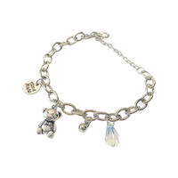Silver Teddy Bear Link Bracelet