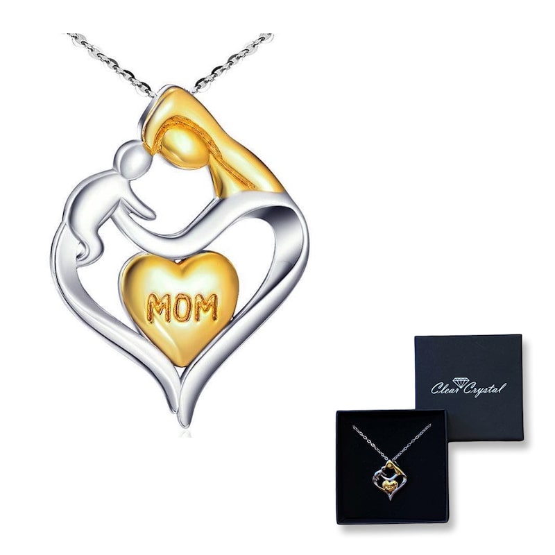 Mother & Child Gold/Silver Heart Necklace