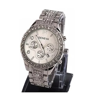 Geneva Silver Tone Watch - Crystal