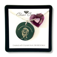 Queen Elizabeth II Remembrance Necklace with “Miss U Heart” Crystal