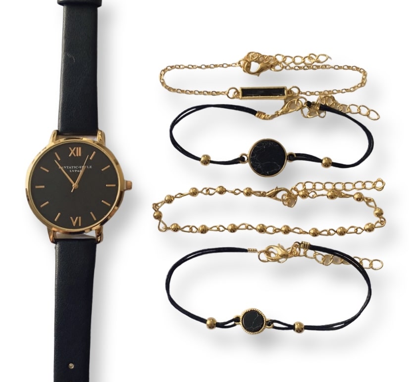 Rose Gold Tone Watch & 4 x Bracelets