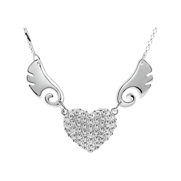 Crystal Heart & Wings Necklace