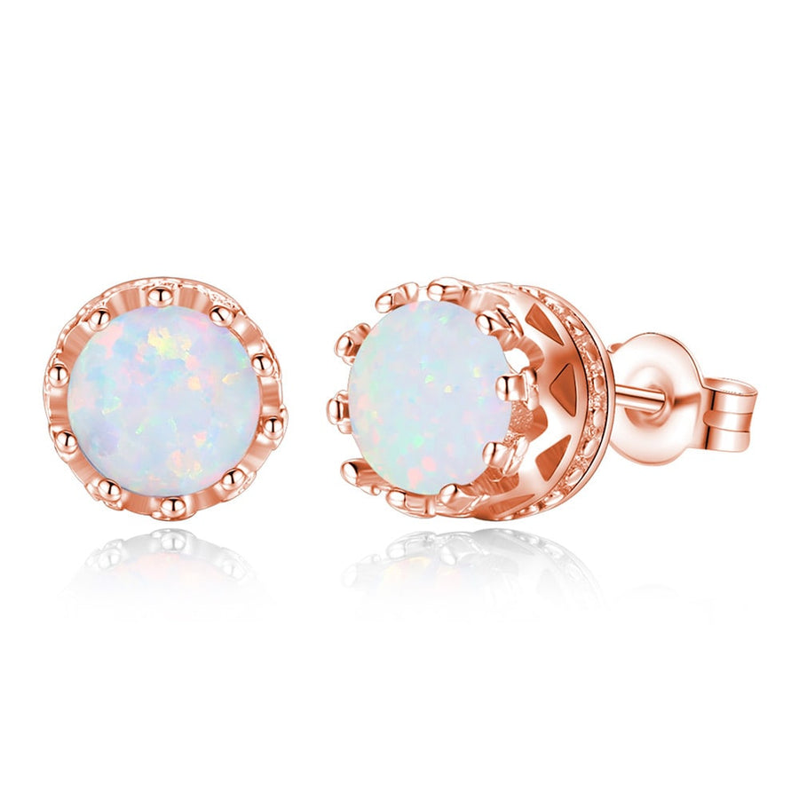 Opal & Rose Gold Tone Earrings