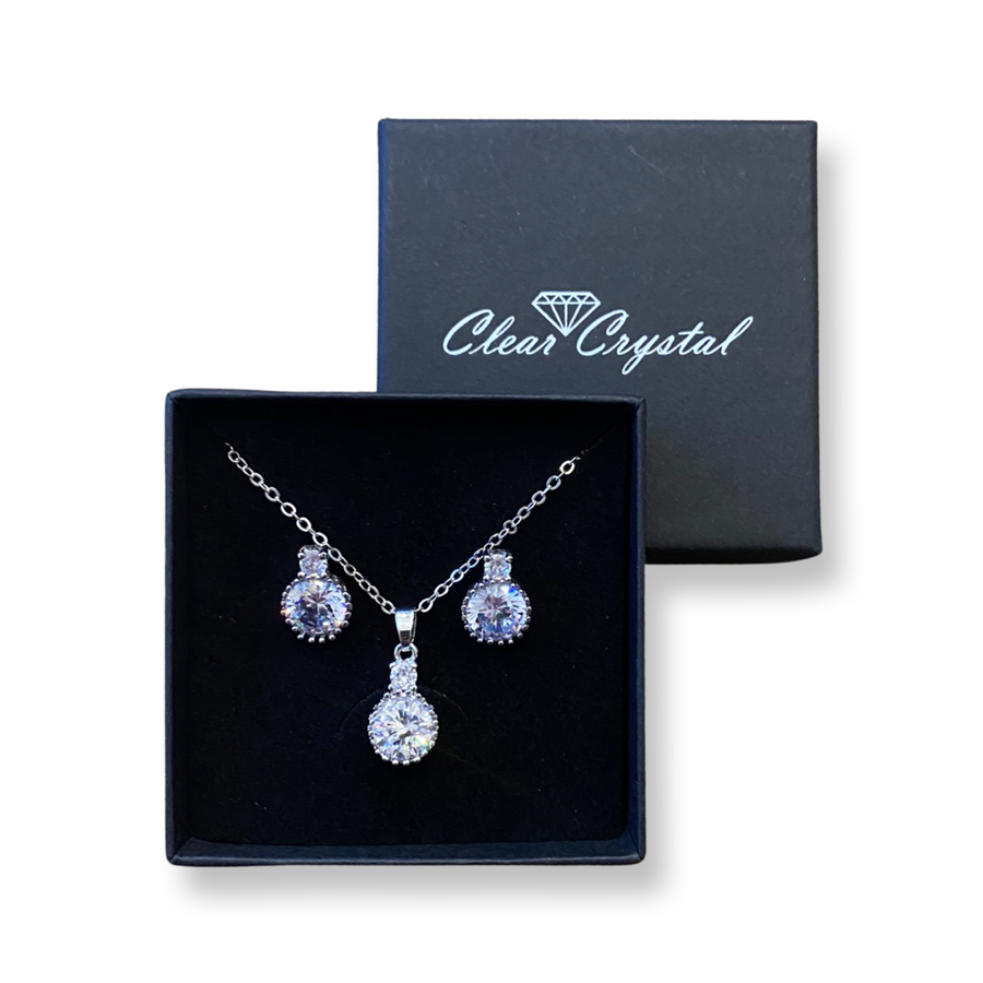 Double Solitaire Pendant and Earring Set