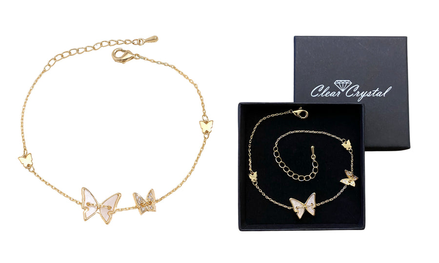 Yellow Gold Tone Butterfly Bracelet