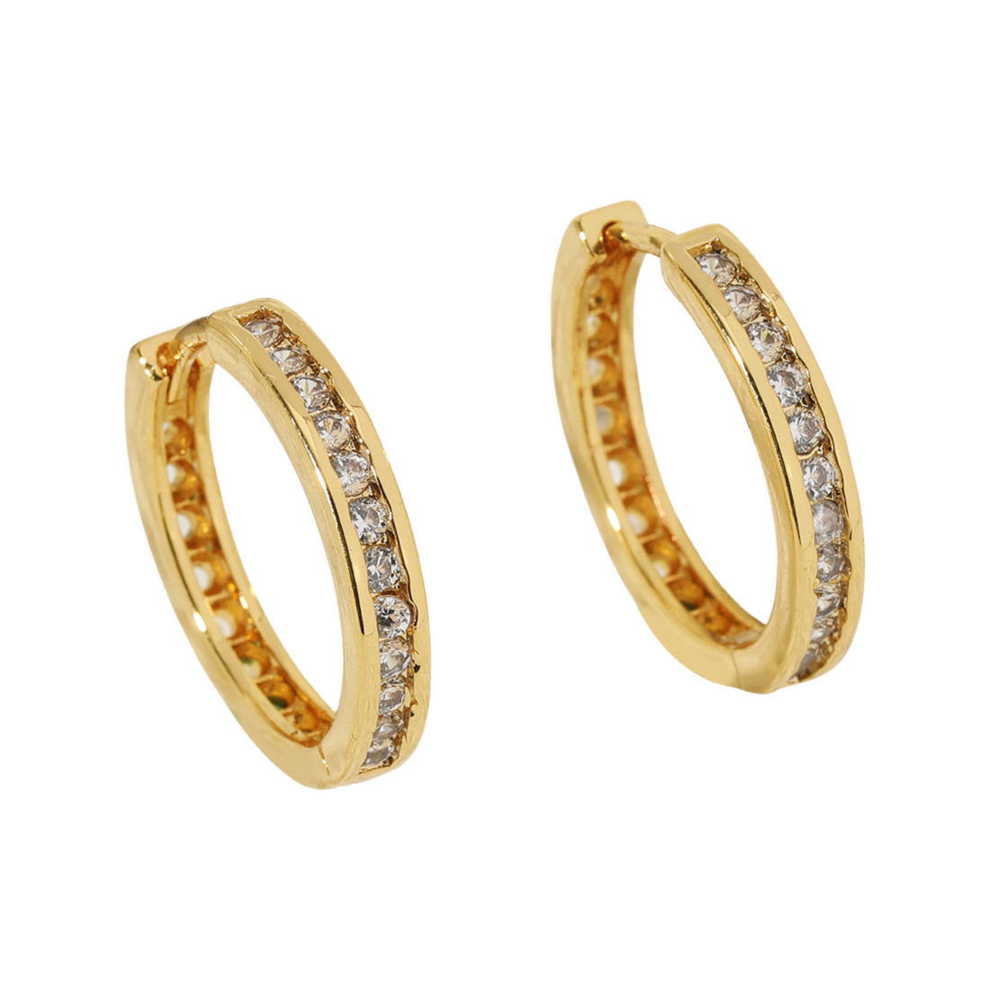 Diamanté & Yellow Gold Tone Hoop Earrings