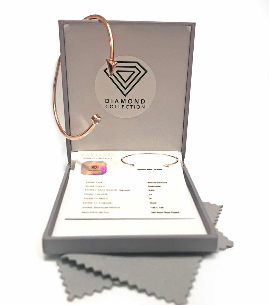 Genuine diamond arrow bangle cttw 0.015 rose gold