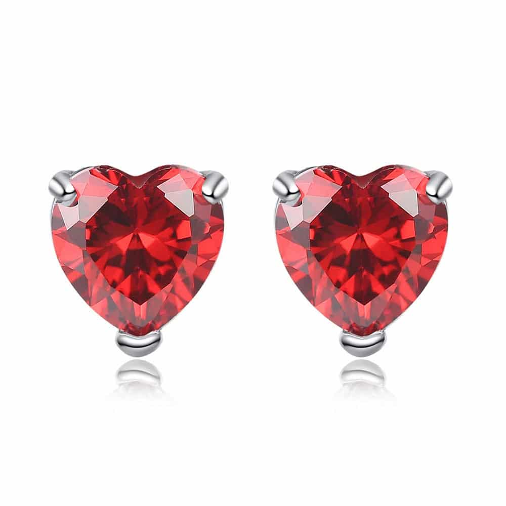 Ruby Red Heart CZ Crystal Set
