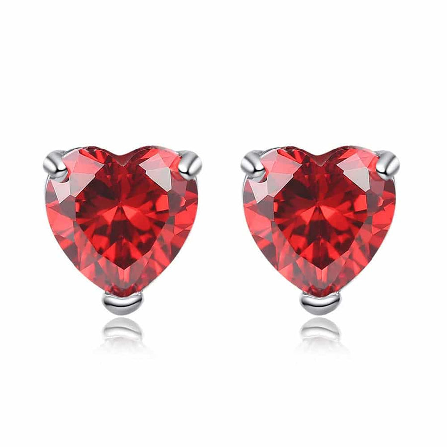 Ruby Red Heart CZ Crystal Set