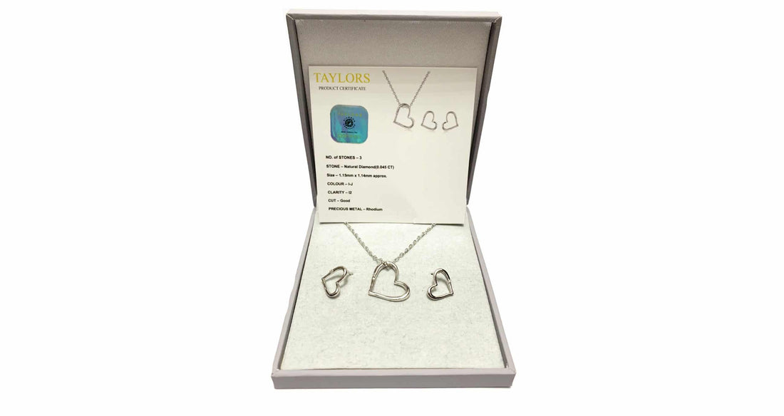 Diamond pendant & earring set cttw 0.045