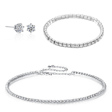 Silver Plated 3 Piece Set with Crystals