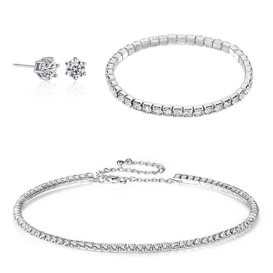Silver Plated 3 Piece Set with Crystals