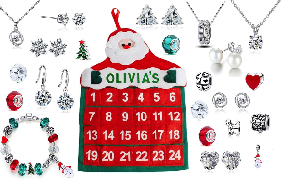 Personalised Jewellery Advent Calendar with some gifts created with SWAROVSKI® crystals