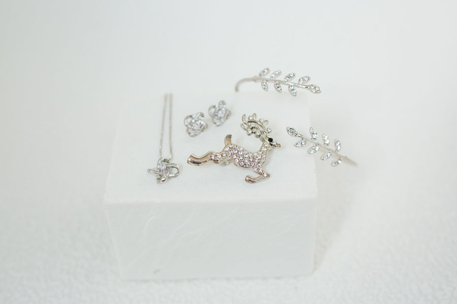 Silver & Crystal Knot Set